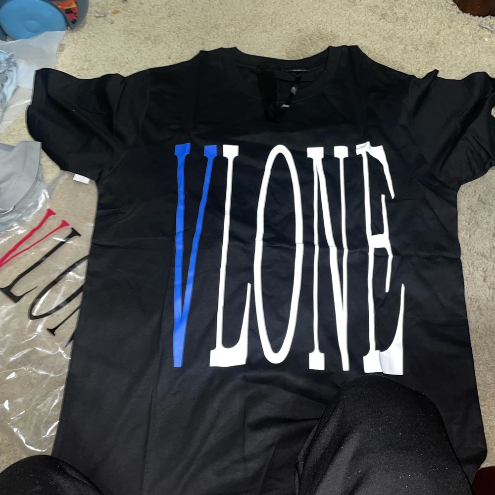 Brand new black and blue vlone shirt